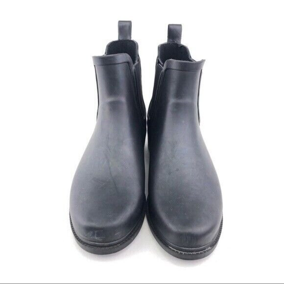 J.Crew Black Rubber Chelsea Rain Ankle Boots 8 - Picture 4 of 11